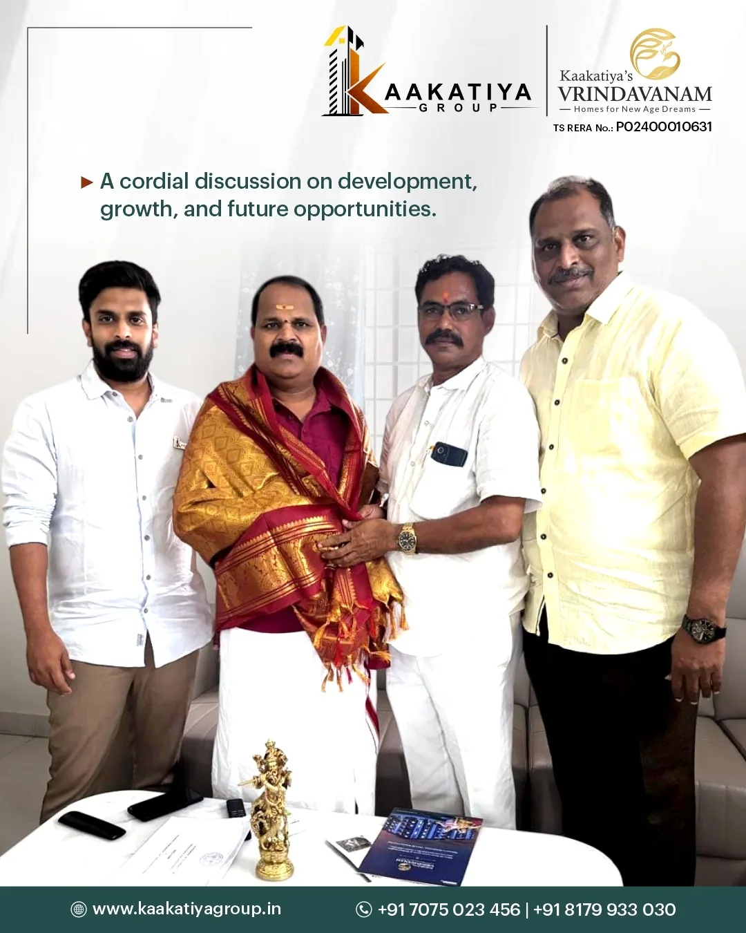 Felicitation with shawl — cordial discussion on development and growth