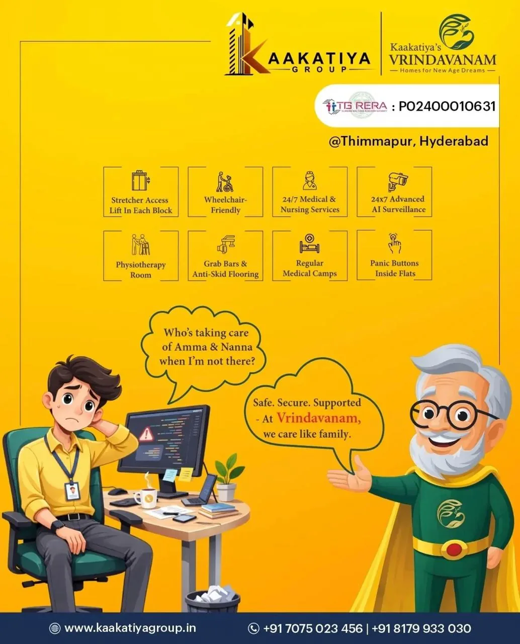 Vrindavanam care poster — safe, secure, supported senior living