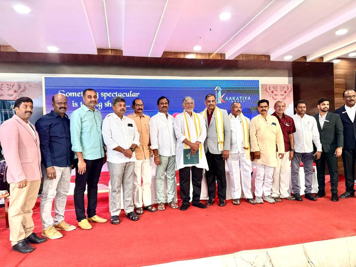 Team on stage at the Vrindavanam launch event