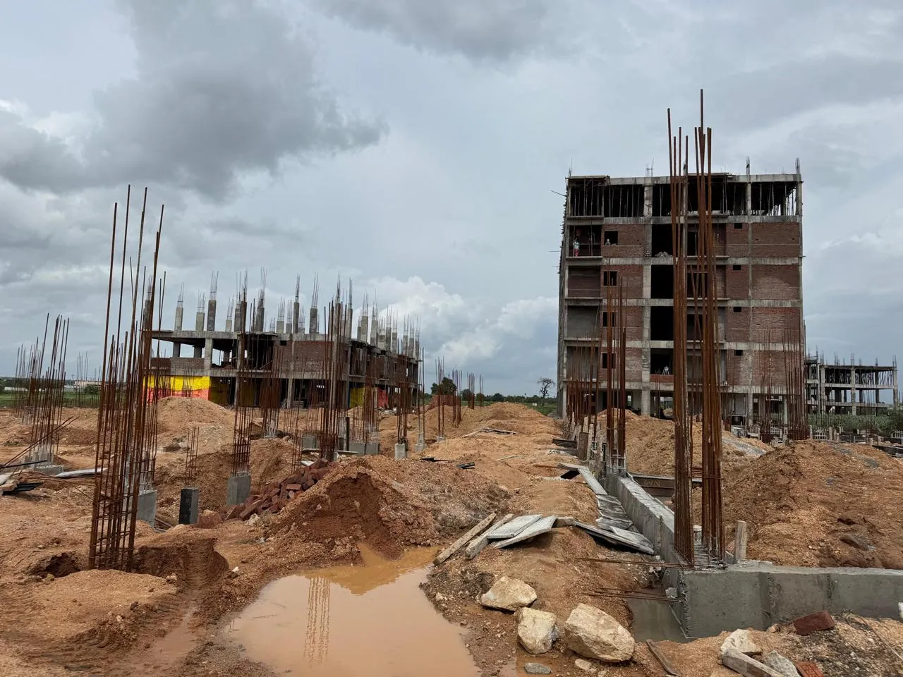 Kaakatiya's Vrindavanam construction progress — Blocks rising — slab works in progress