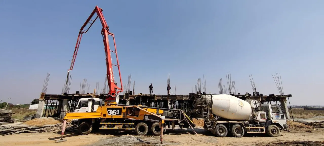 Kaakatiya's Vrindavanam construction progress — Concrete pour day on site