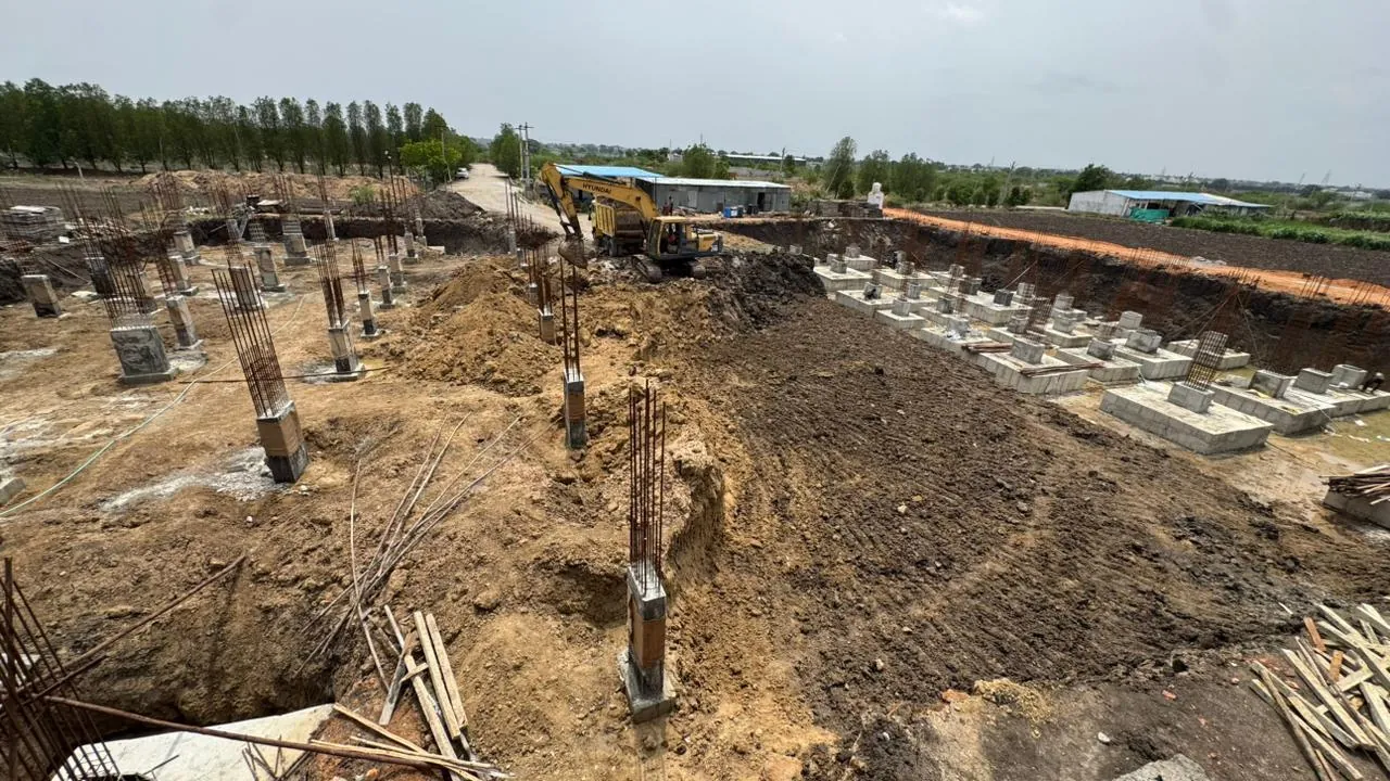 Kaakatiya's Vrindavanam construction progress — Footings & excavation underway