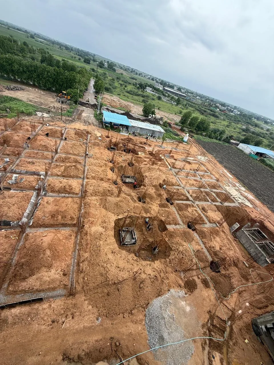Kaakatiya's Vrindavanam construction progress — Foundations from above