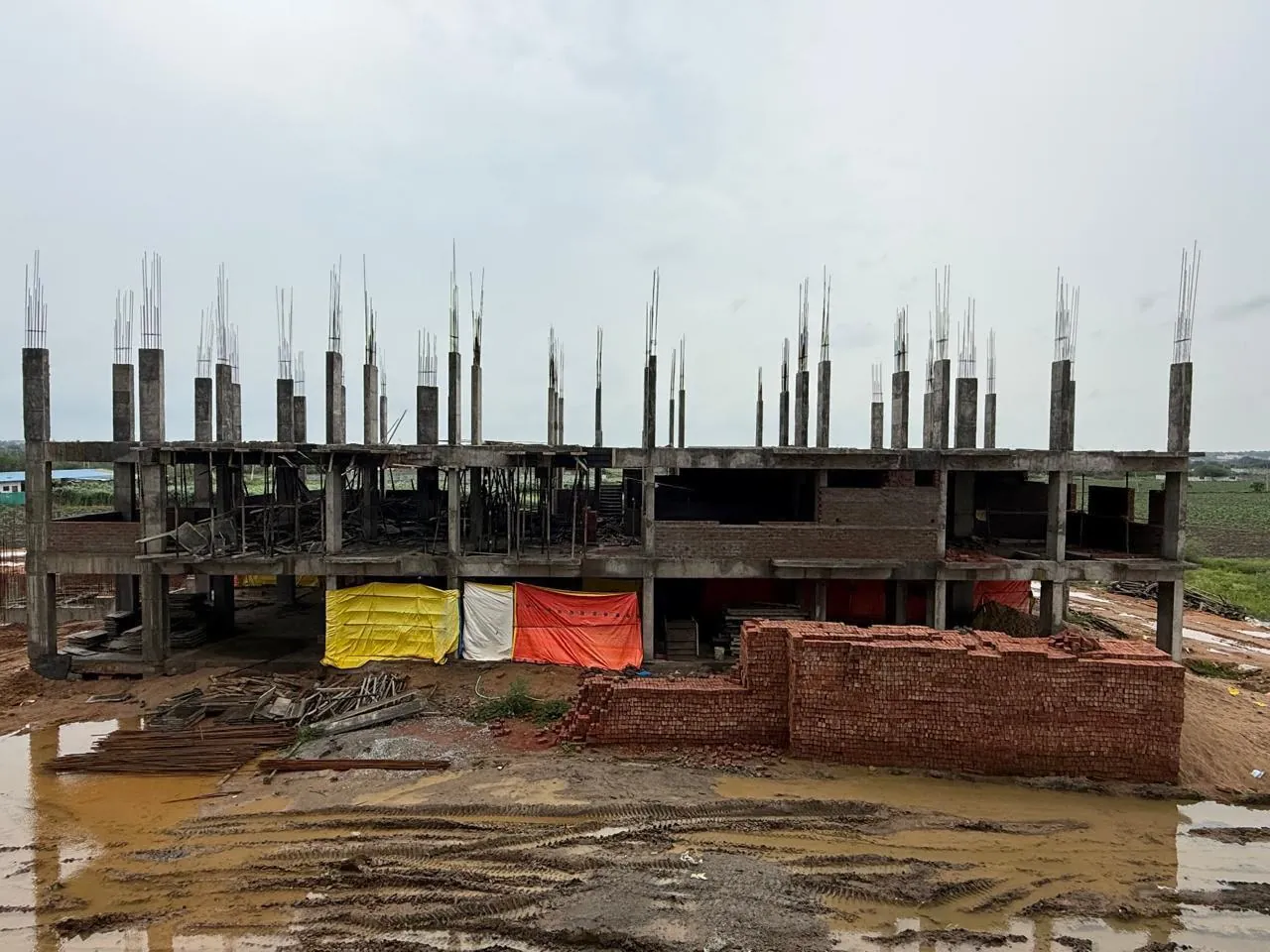 Kaakatiya's Vrindavanam construction progress — Framing spans the full block